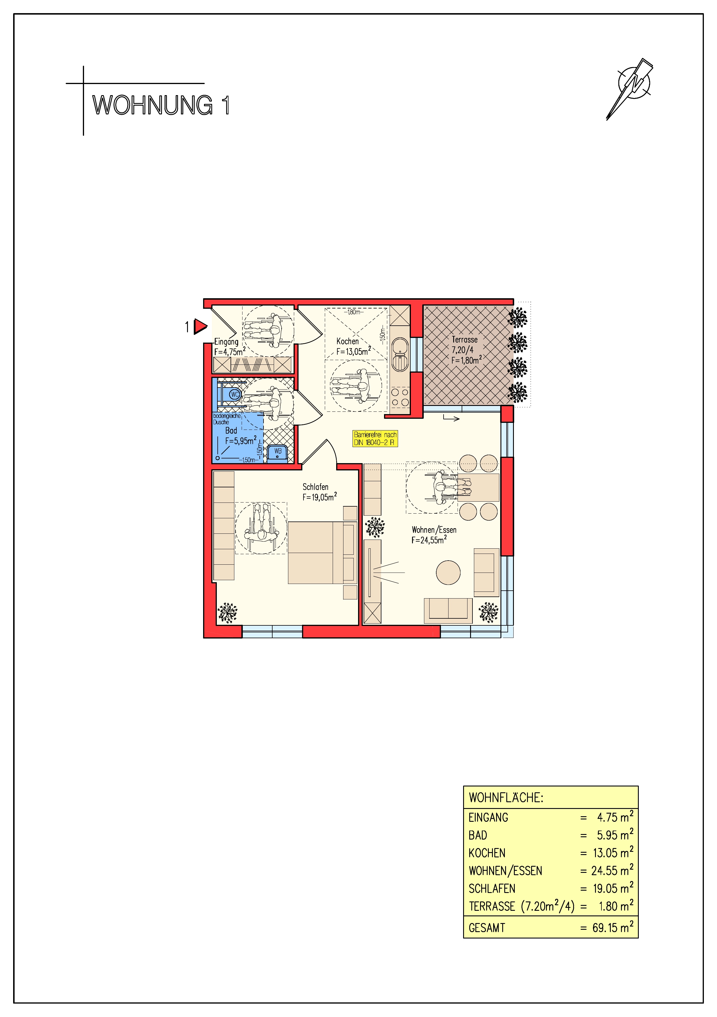 Grundriss Wohnung 1