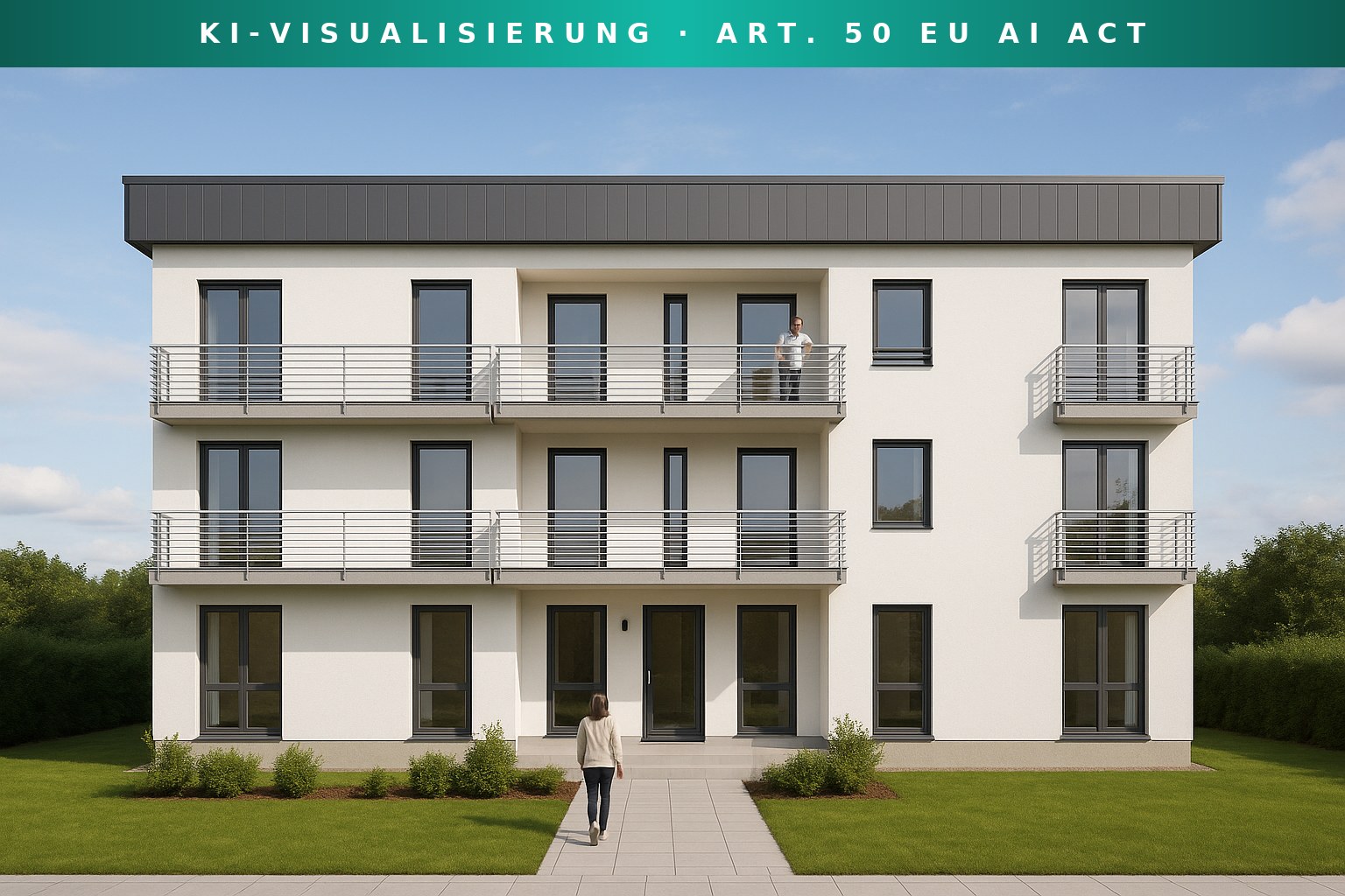 Gartenseite mit ebenerdigen Terrassen