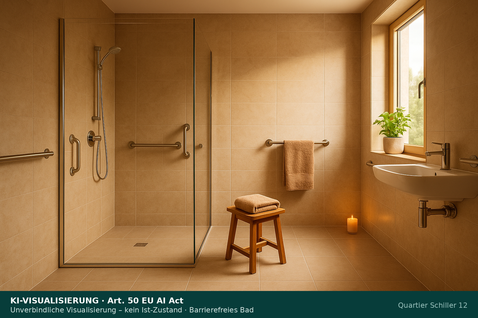 Visualisierung barrierefreies Bad mit bodengleicher Dusche