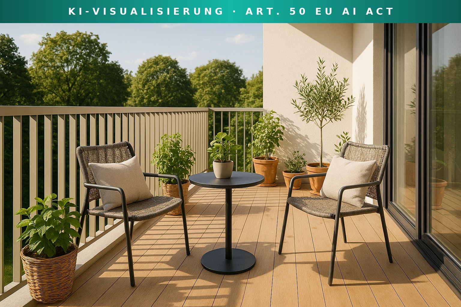 Visualisierung Balkon im Obergeschoss